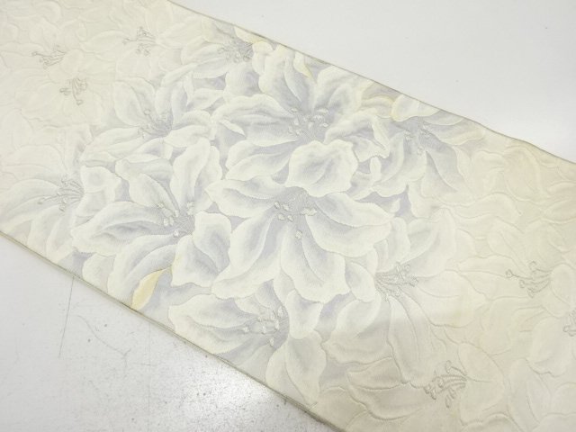 JAPANESE KIMONO / ANTIQUE FUKURO OBI / SILK / WOVEN LILY